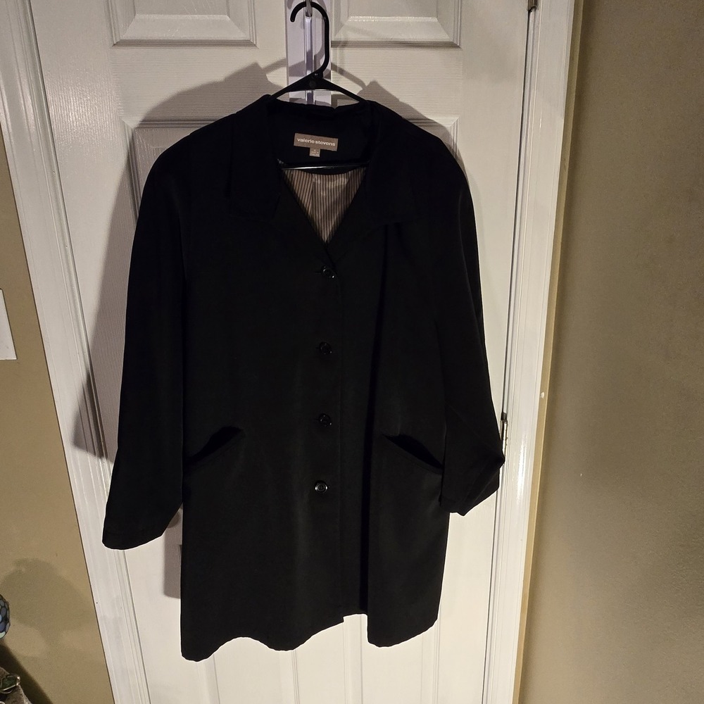 Vintage Valerie Stevens Single-Breasted Black Jacket Swing Coat XL